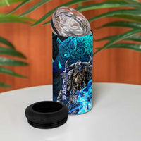 Jofurr Boar Warrior Viking 4 in 1 Can Cooler Tumbler Frost Viking Runes Blue Flame