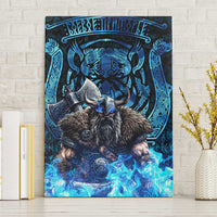 Jofurr Boar Warrior Viking Canvas Wall Art Frost Viking Runes Blue Flame