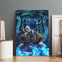 Jofurr Boar Warrior Viking Canvas Wall Art Frost Viking Runes Blue Flame