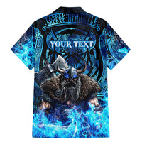 Jofurr Boar Warrior Viking Family Matching Mermaid Dress and Hawaiian Shirt Frost Viking Runes Blue Flame