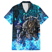 Jofurr Boar Warrior Viking Family Matching Tank Maxi Dress and Hawaiian Shirt Frost Viking Runes Blue Flame