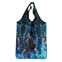 Jofurr Boar Warrior Viking Grocery Bag Frost Viking Runes Blue Flame