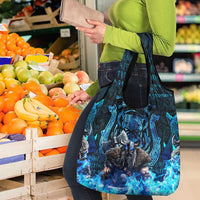 Jofurr Boar Warrior Viking Grocery Bag Frost Viking Runes Blue Flame