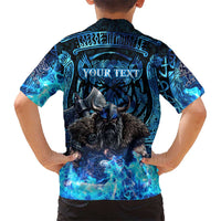 Jofurr Boar Warrior Viking Hawaiian Shirt Frost Viking Runes Blue Flame