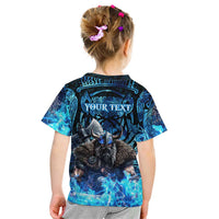 Jofurr Boar Warrior Viking Kid T Shirt Frost Viking Runes Blue Flame