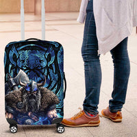 Jofurr Boar Warrior Viking Luggage Cover Frost Viking Runes Blue Flame