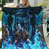 Jofurr Boar Warrior Viking Quilt Frost Viking Runes Blue Flame