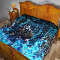 Jofurr Boar Warrior Viking Quilt Frost Viking Runes Blue Flame