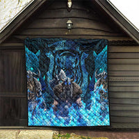 Jofurr Boar Warrior Viking Quilt Frost Viking Runes Blue Flame
