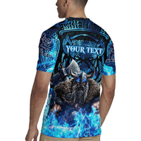 Jofurr Boar Warrior Viking Rugby Jersey Frost Viking Runes Blue Flame