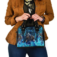 Jofurr Boar Warrior Viking Shoulder Handbag Frost Viking Runes Blue Flame