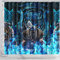 Jofurr Boar Warrior Viking Shower Curtain Frost Viking Runes Blue Flame