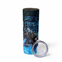 Jofurr Boar Warrior Viking Skinny Tumbler Frost Viking Runes Blue Flame