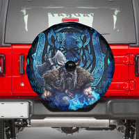 Jofurr Boar Warrior Viking Spare Tire Cover Frost Viking Runes Blue Flame