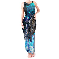 Jofurr Boar Warrior Viking Tank Maxi Dress Frost Viking Runes Blue Flame