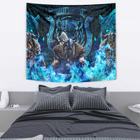 Jofurr Boar Warrior Viking Tapestry Frost Viking Runes Blue Flame