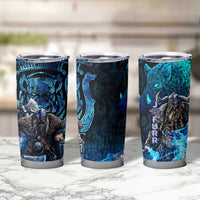 Jofurr Boar Warrior Viking Tumbler Cup Frost Viking Runes Blue Flame