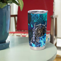 Jofurr Boar Warrior Viking Tumbler Cup Frost Viking Runes Blue Flame
