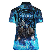 Jofurr Boar Warrior Viking Women Polo Shirt Frost Viking Runes Blue Flame