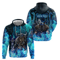 Jofurr Boar Warrior Viking Zip Hoodie Frost Viking Runes Blue Flame