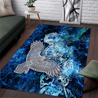 Eye of God Huginn and Muninn Viking Area Rug Odin Ravens in Frostflame and Runeflight Style