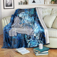 Eye of God Huginn and Muninn Viking Blanket Odin Ravens in Frostflame and Runeflight Style