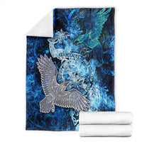 Eye of God Huginn and Muninn Viking Blanket Odin Ravens in Frostflame and Runeflight Style