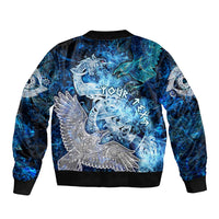 Eye of God Huginn and Muninn Viking Bomber Jacket Odin Ravens in Frostflame and Runeflight Style