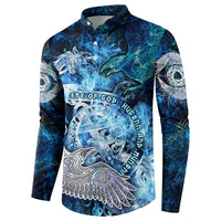 Eye of God Huginn and Muninn Viking Button Sweatshirt Odin Ravens in Frostflame and Runeflight Style