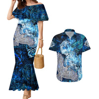 Eye of God Huginn and Muninn Viking Couples Matching Mermaid Dress and Hawaiian Shirt Odin Ravens in Frostflame and Runeflight Style