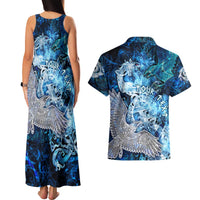 Eye of God Huginn and Muninn Viking Couples Matching Tank Maxi Dress and Hawaiian Shirt Odin Ravens in Frostflame and Runeflight Style