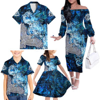 Eye of God Huginn and Muninn Viking Family Matching Off The Shoulder Long Sleeve Dress and Hawaiian Shirt Odin Ravens in Frostflame and Runeflight Style