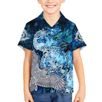 Eye of God Huginn and Muninn Viking Family Matching Off The Shoulder Long Sleeve Dress and Hawaiian Shirt Odin Ravens in Frostflame and Runeflight Style