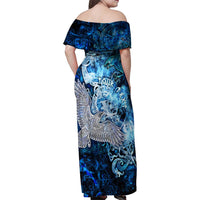 Eye of God Huginn and Muninn Viking Family Matching Off Shoulder Maxi Dress and Hawaiian Shirt Odin Ravens in Frostflame and Runeflight Style