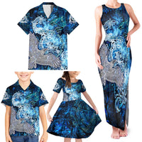 Eye of God Huginn and Muninn Viking Family Matching Tank Maxi Dress and Hawaiian Shirt Odin Ravens in Frostflame and Runeflight Style