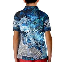 Eye of God Huginn and Muninn Viking Kid Polo Shirt Odin Ravens in Frostflame and Runeflight Style