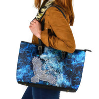 Eye of God Huginn and Muninn Viking Leather Tote Bag Odin Ravens in Frostflame and Runeflight Style