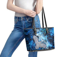 Eye of God Huginn and Muninn Viking Leather Tote Bag Odin Ravens in Frostflame and Runeflight Style