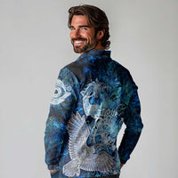 Eye of God Huginn and Muninn Viking Long Sleeve Polo Shirt Odin Ravens in Frostflame and Runeflight Style