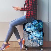 Eye of God Huginn and Muninn Viking Luggage Cover Odin Ravens in Frostflame and Runeflight Style