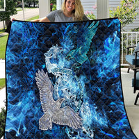 Eye of God Huginn and Muninn Viking Quilt Odin Ravens in Frostflame and Runeflight Style