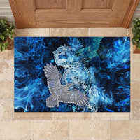 Eye of God Huginn and Muninn Viking Rubber Doormat Odin Ravens in Frostflame and Runeflight Style