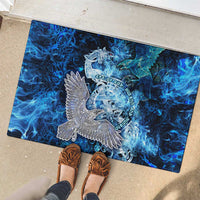 Eye of God Huginn and Muninn Viking Rubber Doormat Odin Ravens in Frostflame and Runeflight Style