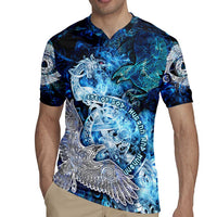 Eye of God Huginn and Muninn Viking Rugby Jersey Odin Ravens in Frostflame and Runeflight Style