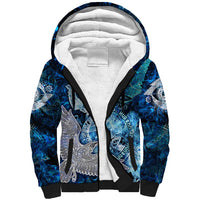 Eye of God Huginn and Muninn Viking Sherpa Hoodie Odin Ravens in Frostflame and Runeflight Style