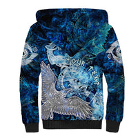Eye of God Huginn and Muninn Viking Sherpa Hoodie Odin Ravens in Frostflame and Runeflight Style