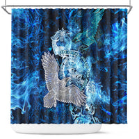 Eye of God Huginn and Muninn Viking Shower Curtain Odin Ravens in Frostflame and Runeflight Style