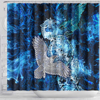 Eye of God Huginn and Muninn Viking Shower Curtain Odin Ravens in Frostflame and Runeflight Style
