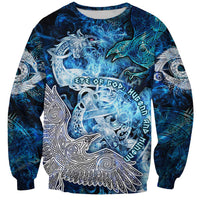 Eye of God Huginn and Muninn Viking Sweatshirt Odin Ravens in Frostflame and Runeflight Style