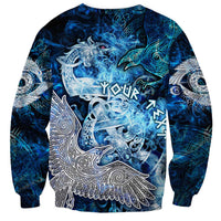 Eye of God Huginn and Muninn Viking Sweatshirt Odin Ravens in Frostflame and Runeflight Style